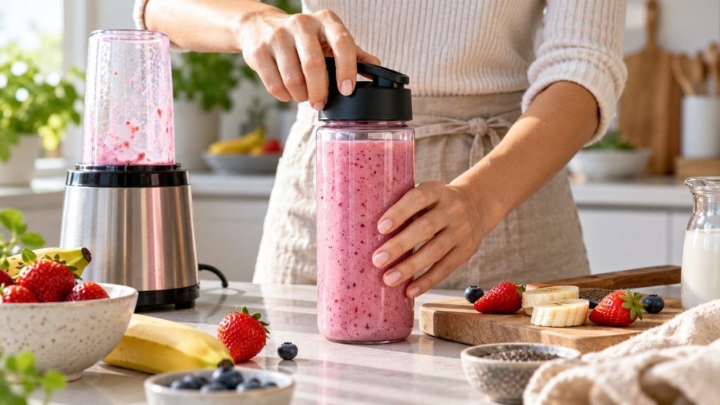 Faire un smoothie à emporter
