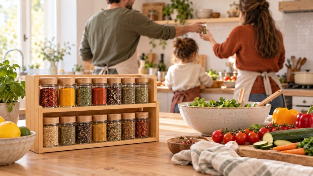 Étagère à épices : moment convivial à la maison