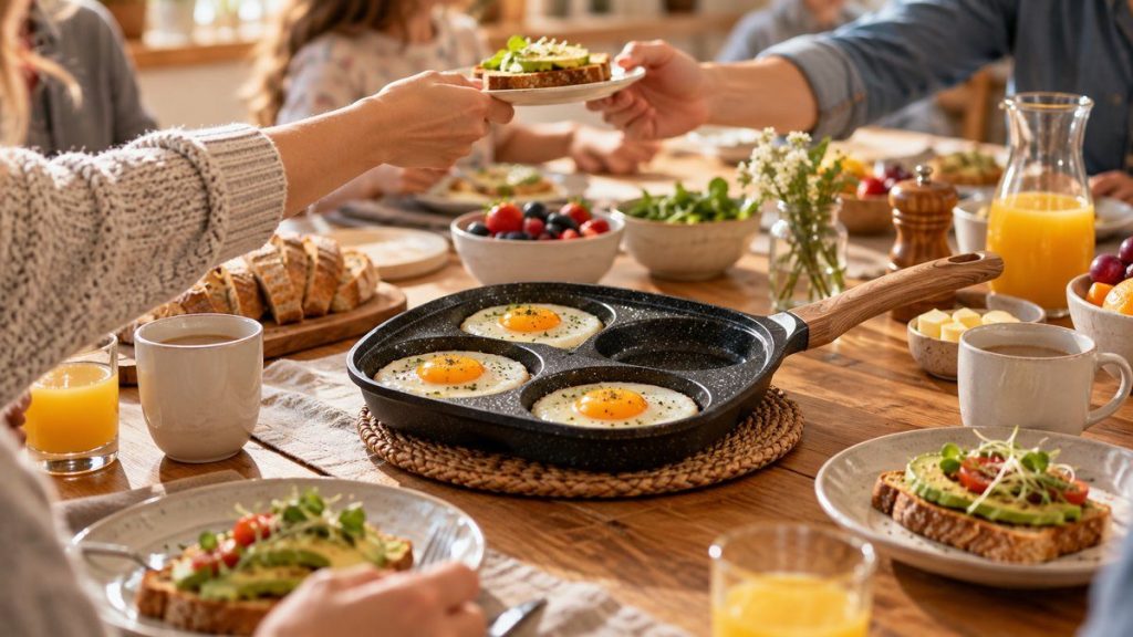 Poêle à œufs : moment convivial à la maison