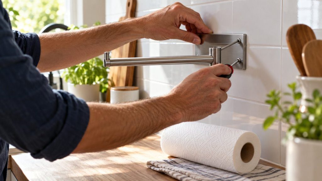 Installer un porte essuie-tout mural