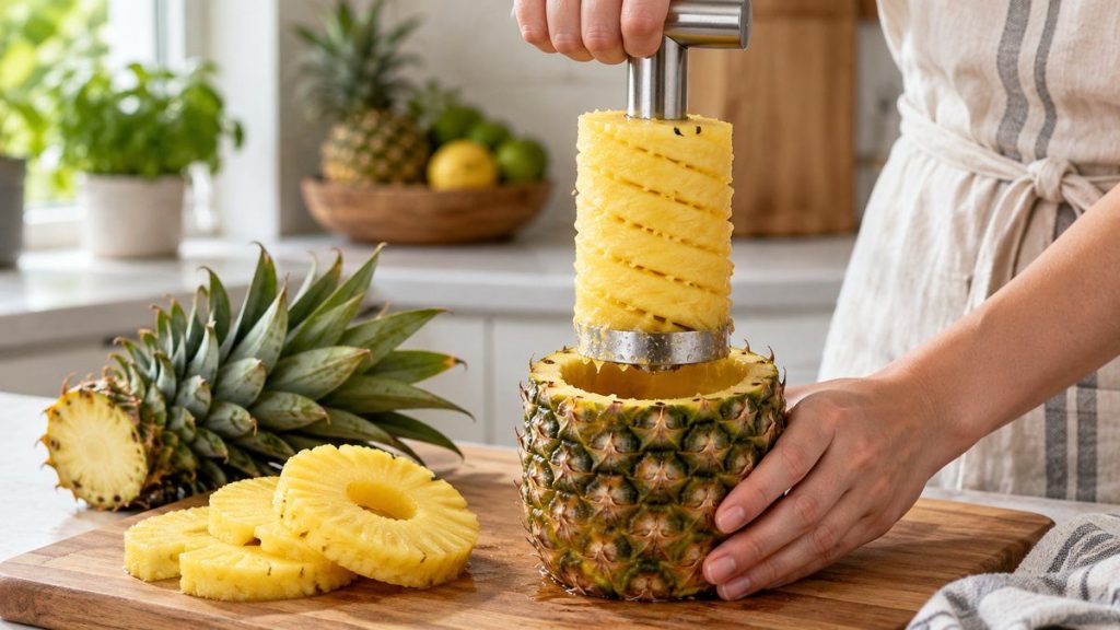 Découper un ananas au vide-ananas