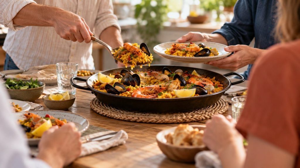 Plat à paella : moment convivial à la maison