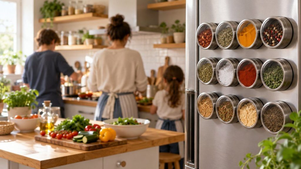 Support épices magnétique : moment convivial à la maison