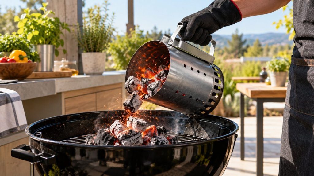 Allumer un barbecue avec une cheminée