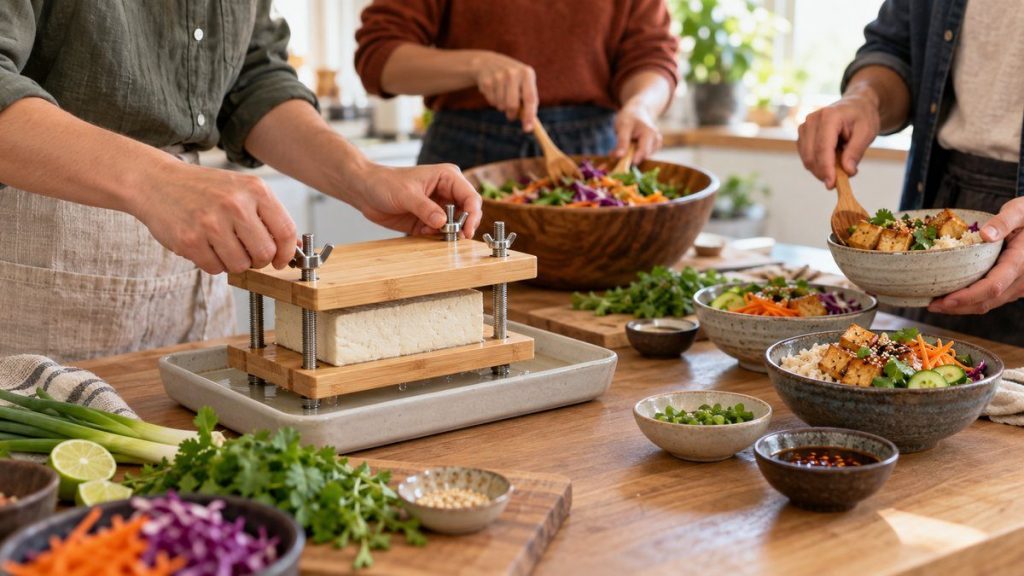 Presse à tofu : moment convivial à la maison