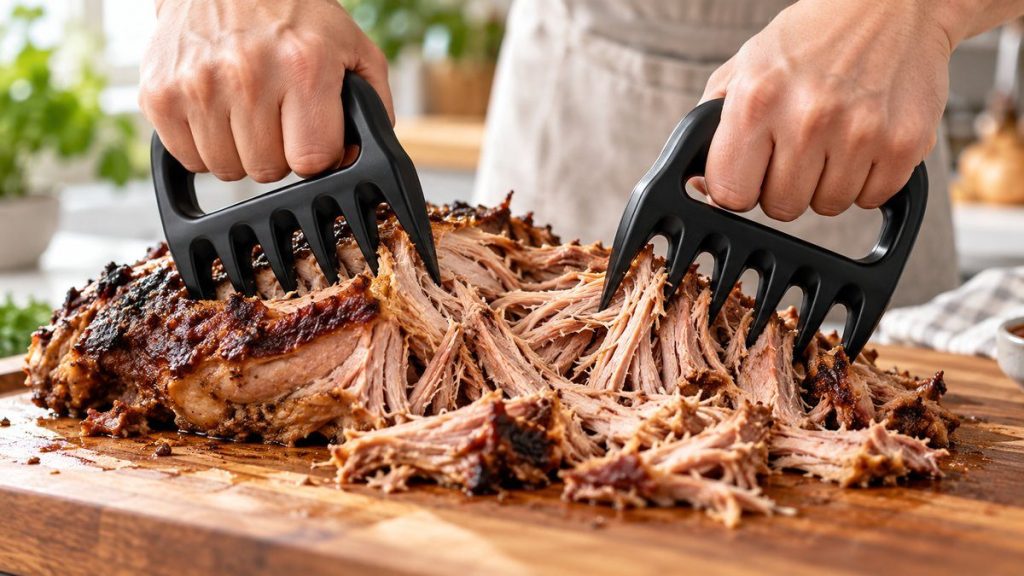 Griffes à viande en situation, en gros plan