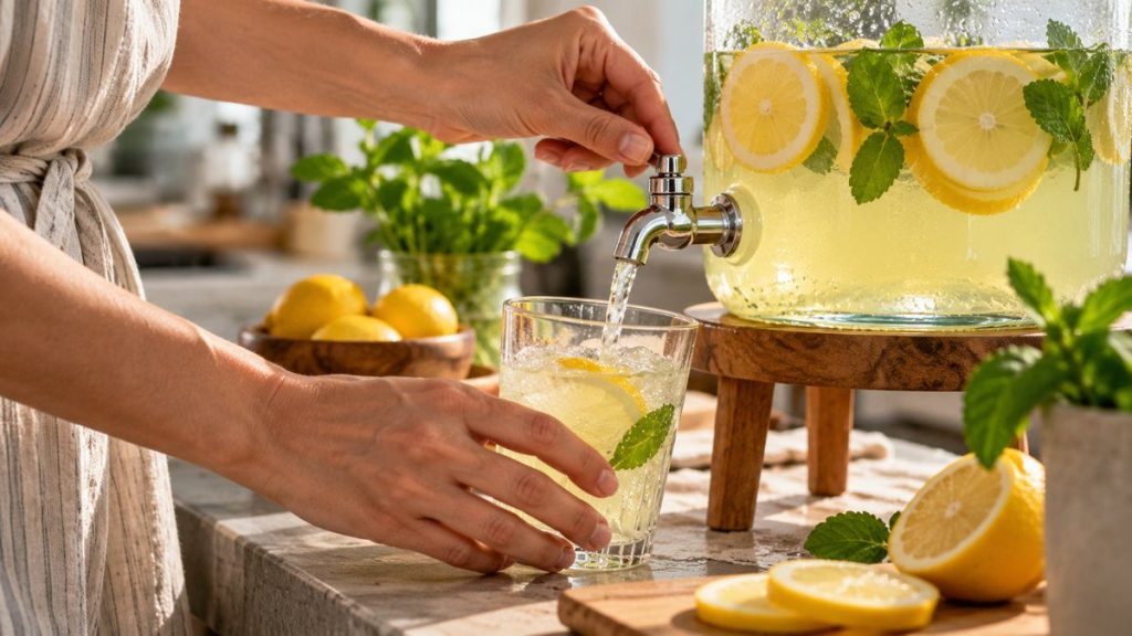Distributeur de boissons en situation, en gros plan