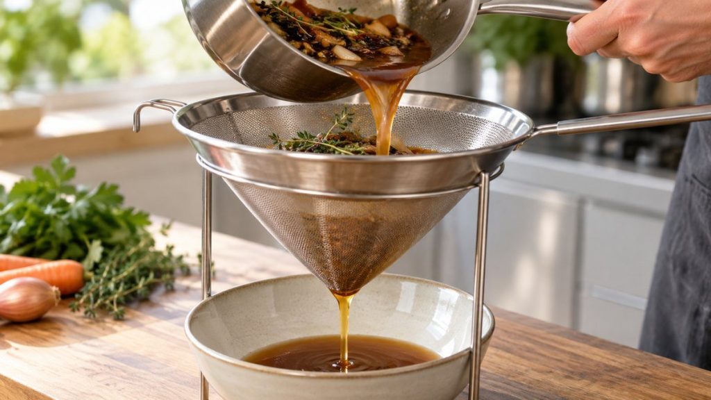 Filtrer une sauce au chinois