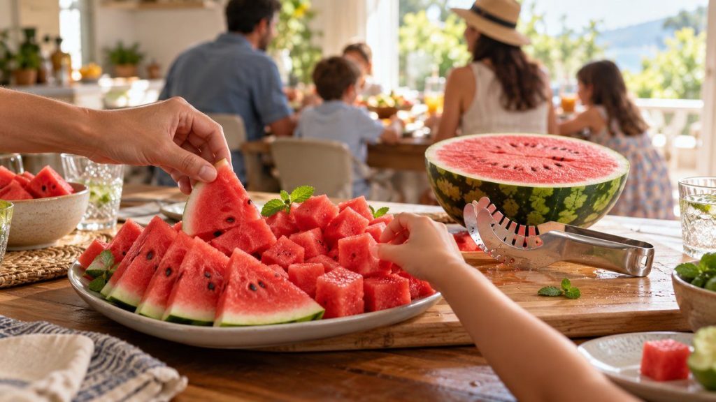 Coupe pastèque : moment convivial à la maison