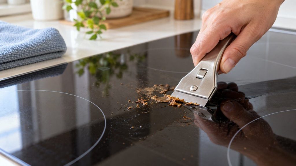 Nettoyer une plaque avec un grattoir