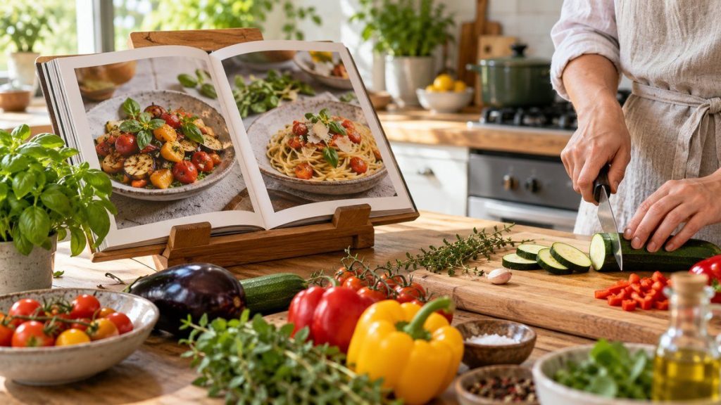 Cuisiner avec un livre de recettes