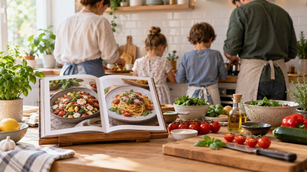 Support livre de cuisine : moment convivial à la maison