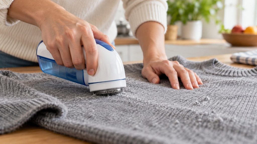 Rasoir anti-bouloche Philips avis en situation, en gros plan