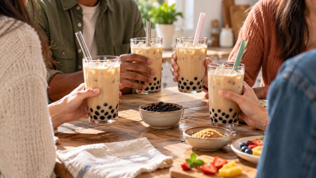 Paille bubble tea réutilisable : moment convivial à la maison