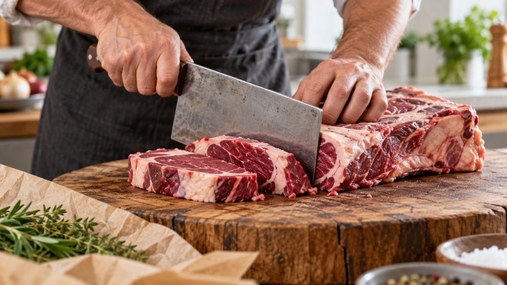 Feuille de boucher en situation, en gros plan
