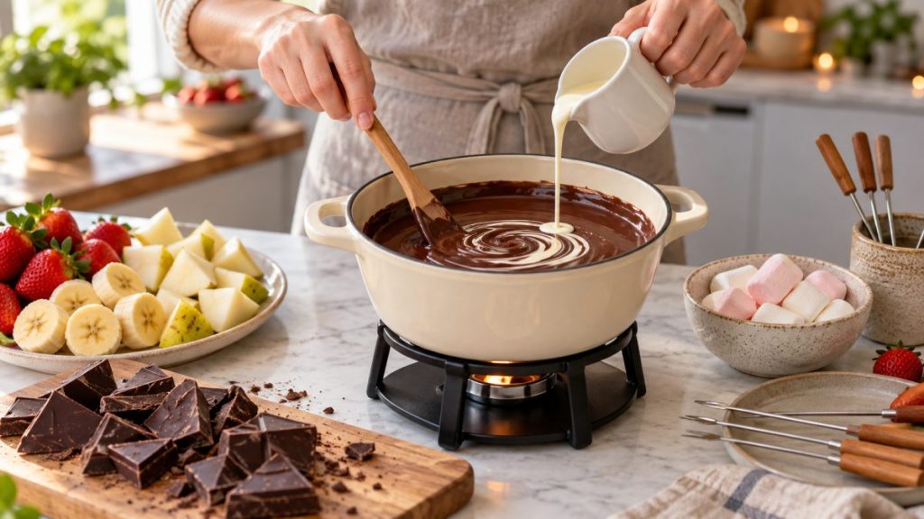 Recette de la fondue au chocolat