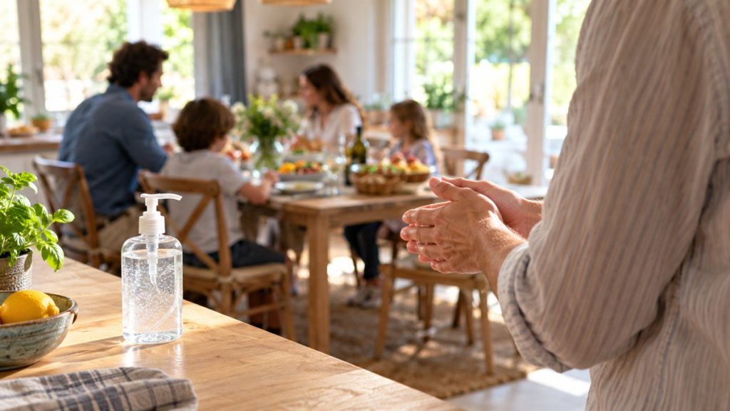 Distributeur de gel hydroalcoolique : moment convivial à la maison