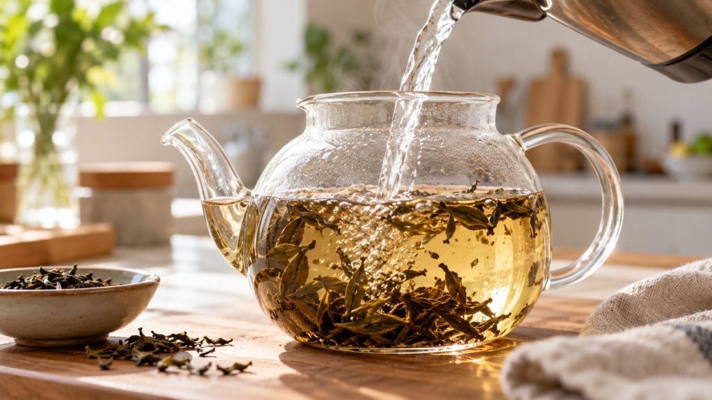Température d'infusion du thé en situation, en gros plan