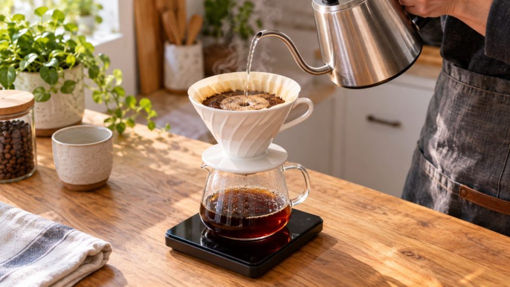 Réussir un café filtre V60 à la balance