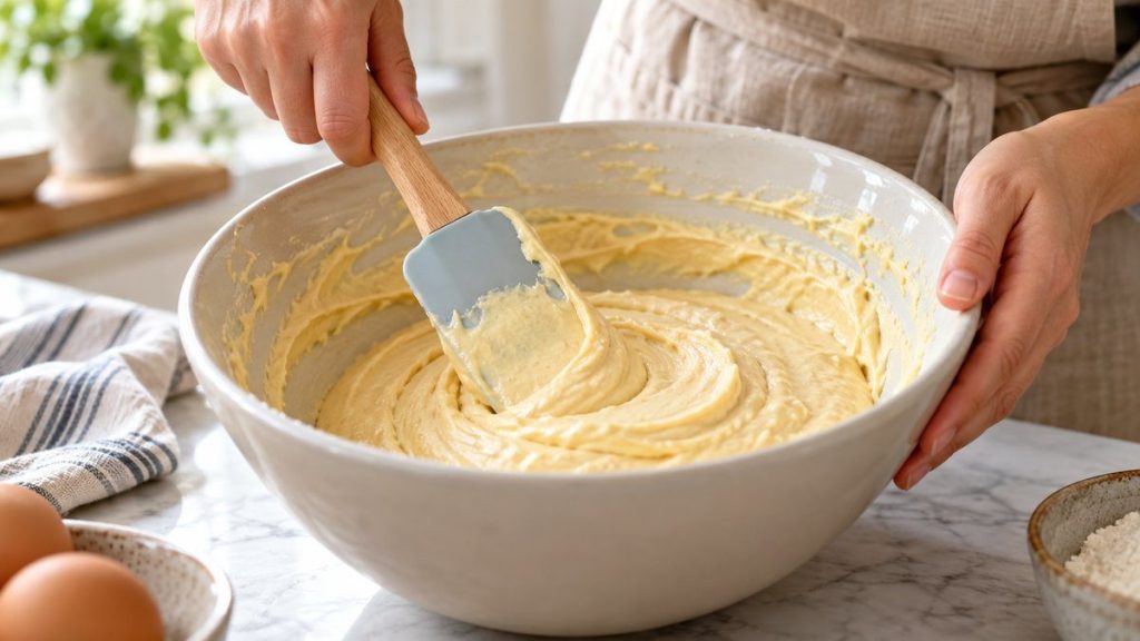 Spatule pâtisserie en situation, en gros plan