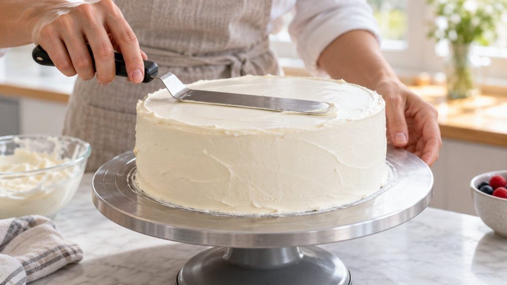 Lisser un gâteau à la spatule coudée
