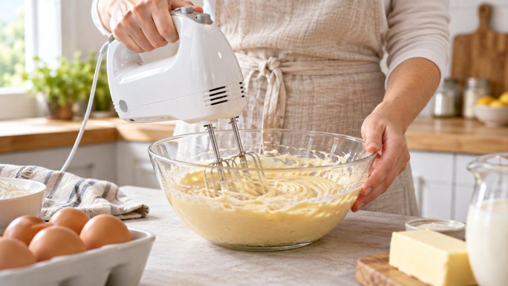 Batteur KitchenAid 5 vitesses avis en situation, en gros plan