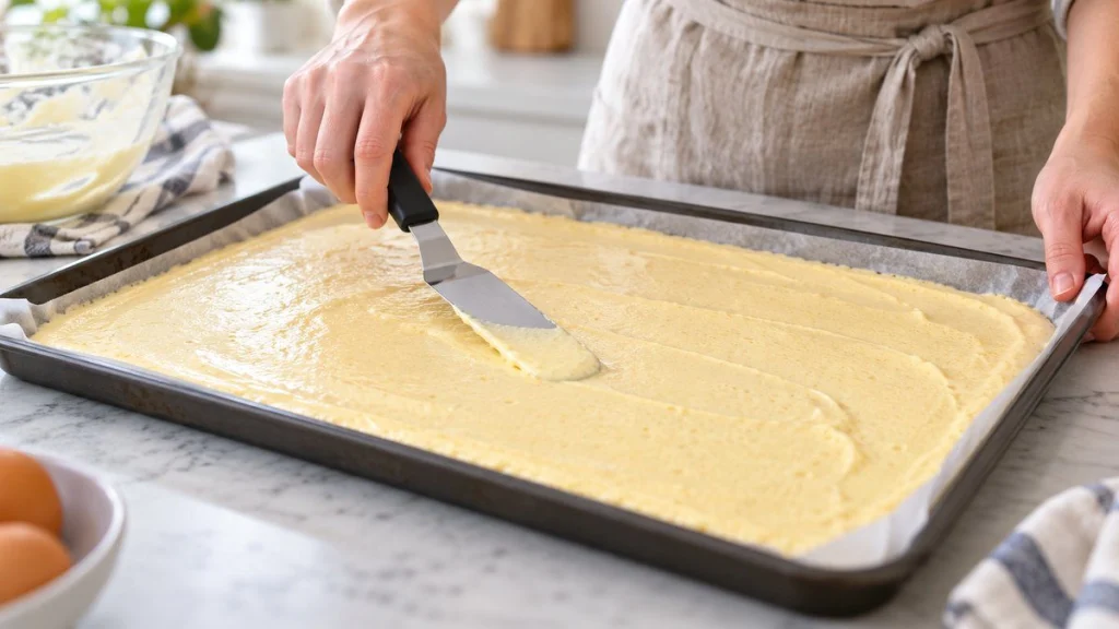 Plaque gâteau roulé en situation, en gros plan