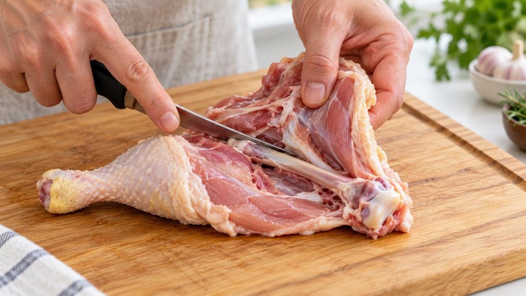 Désosser une cuisse de poulet