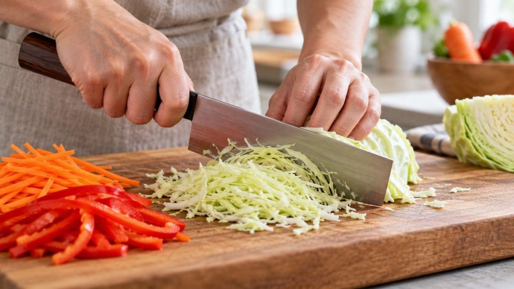 Émincer des légumes au nakiri