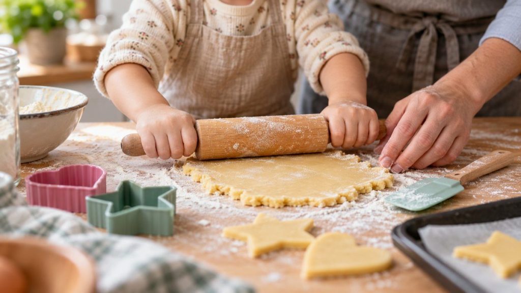 Kit pâtisserie enfant en situation, en gros plan