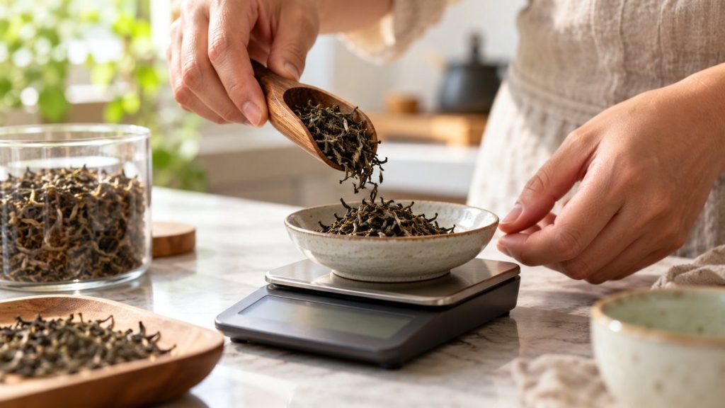 Thé Darjeeling en situation, en gros plan