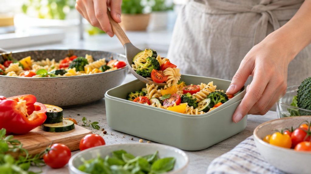Lunch box en situation, en gros plan