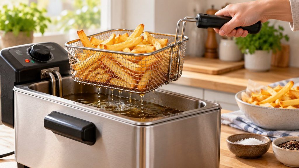Friteuse Tristar avis en situation, en gros plan