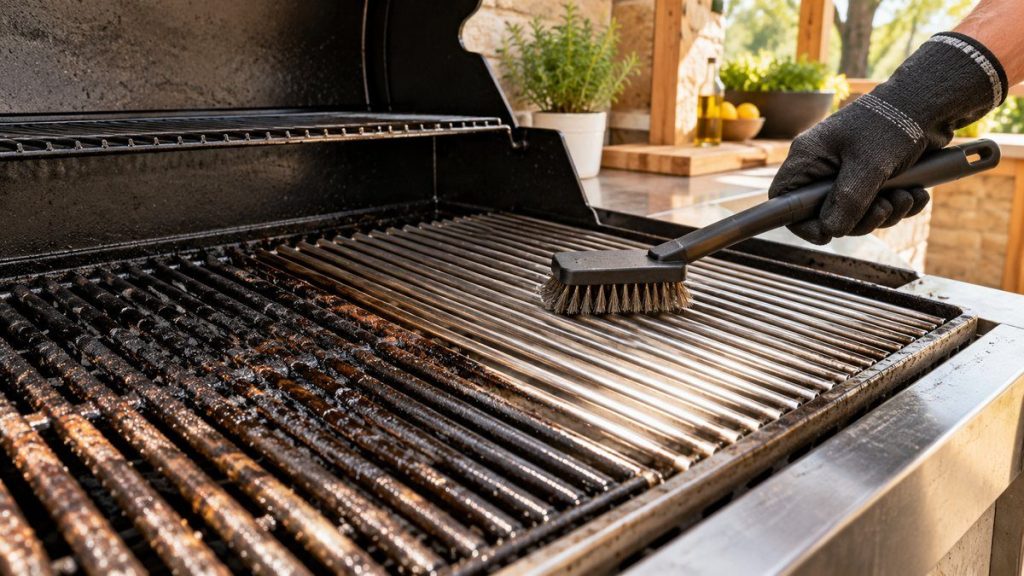 Nettoyer la grille du barbecue