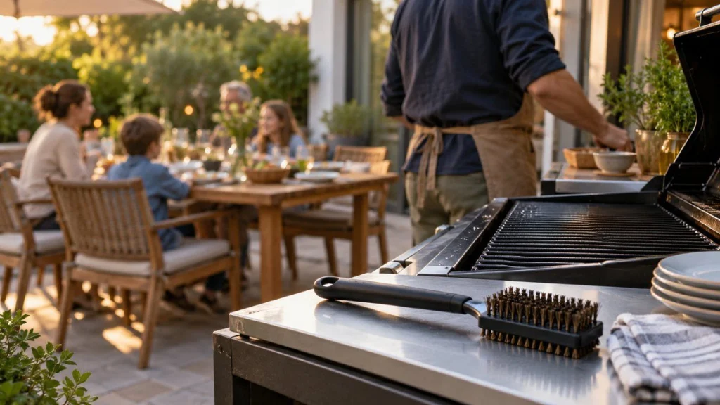 Brosse nettoyage barbecue : moment convivial à la maison