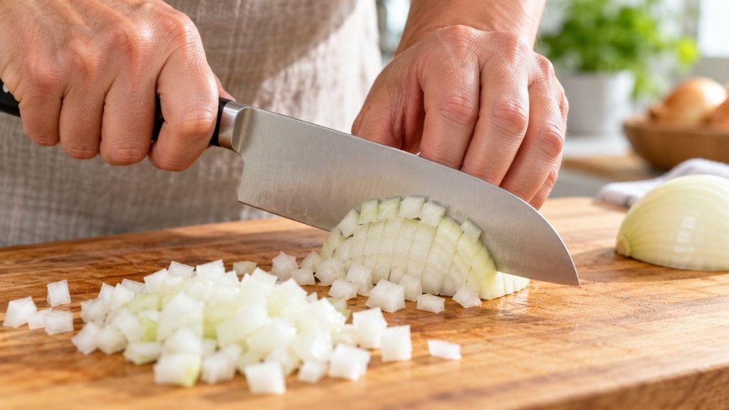 Ciseler un oignon au santoku
