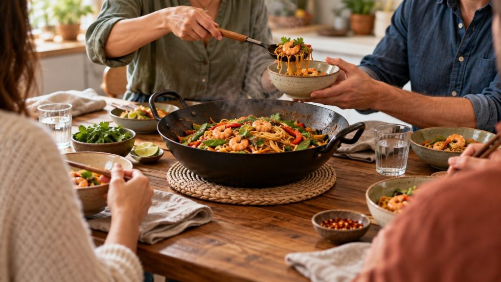 Wok : moment convivial à la maison