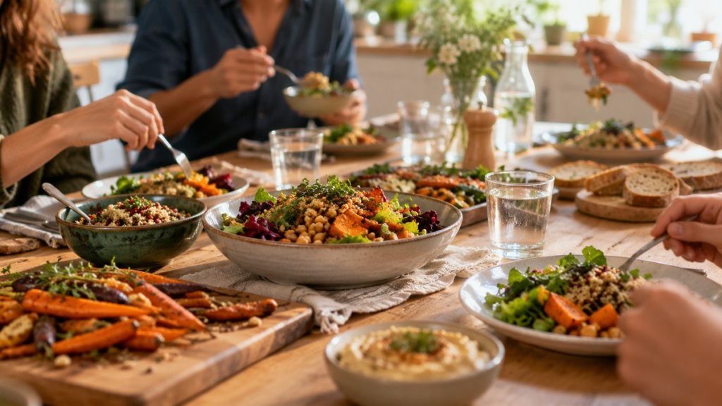 Idées reçues sur le véganisme : moment convivial à la maison
