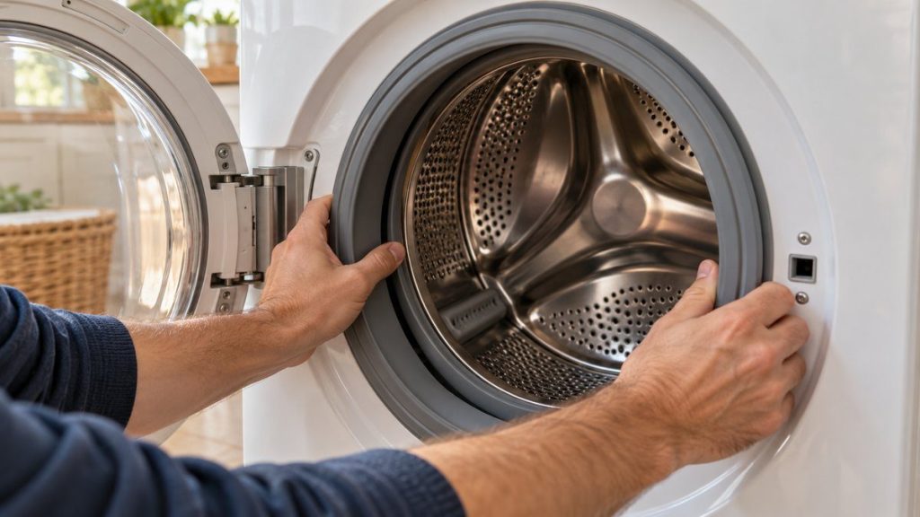 Changer les roulements d'un lave-linge en situation, en gros plan