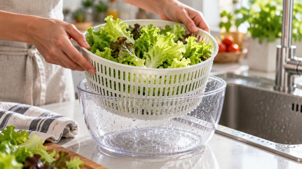 Laver et essorer une salade