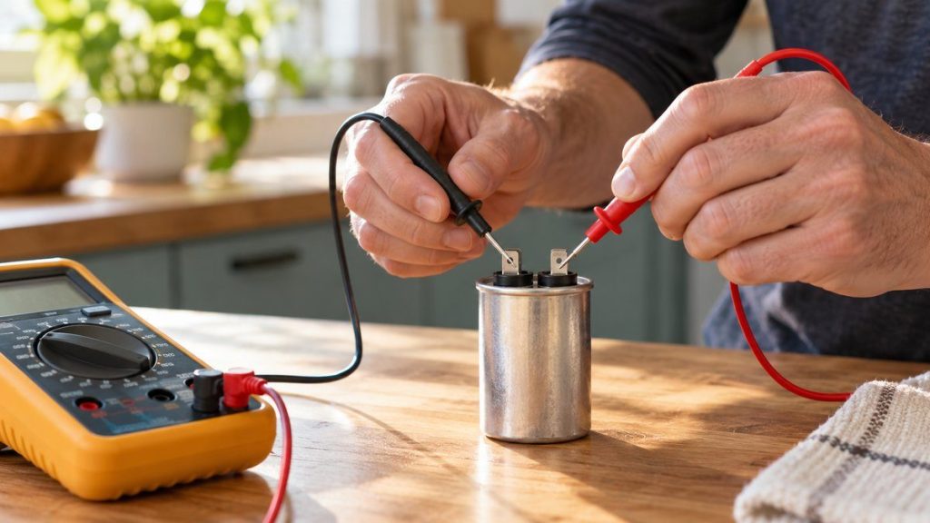 Tester un condensateur en situation, en gros plan