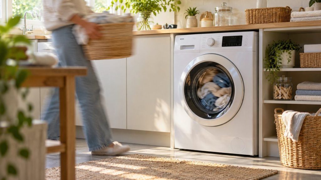 Tester la sécurité de porte d'un lave-linge : moment convivial à la maison