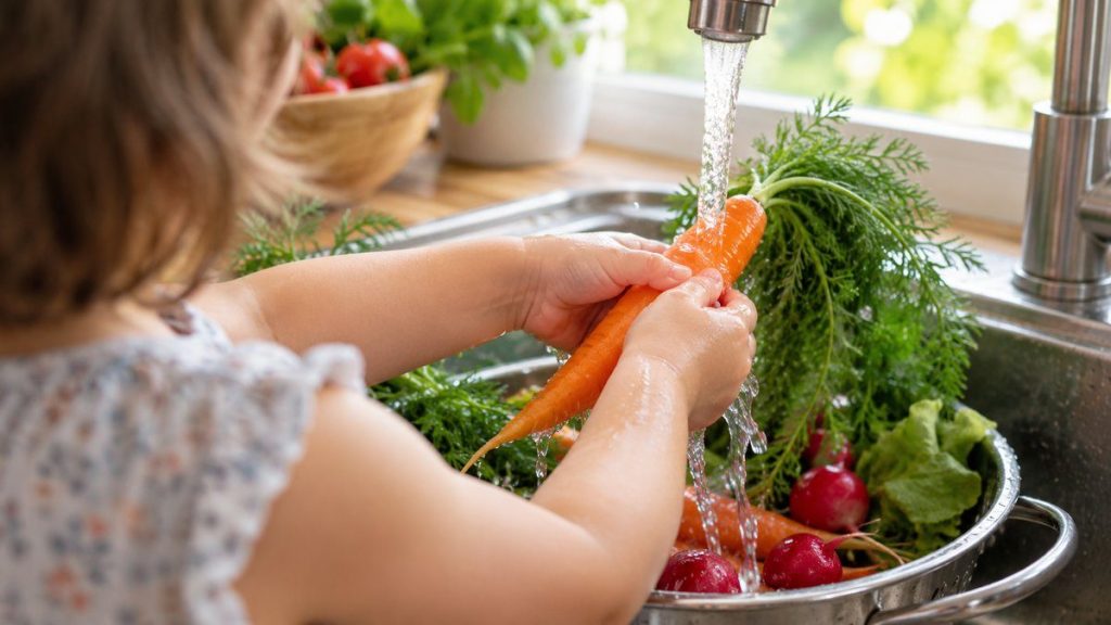 Faire manger des légumes aux enfants en situation, en gros plan