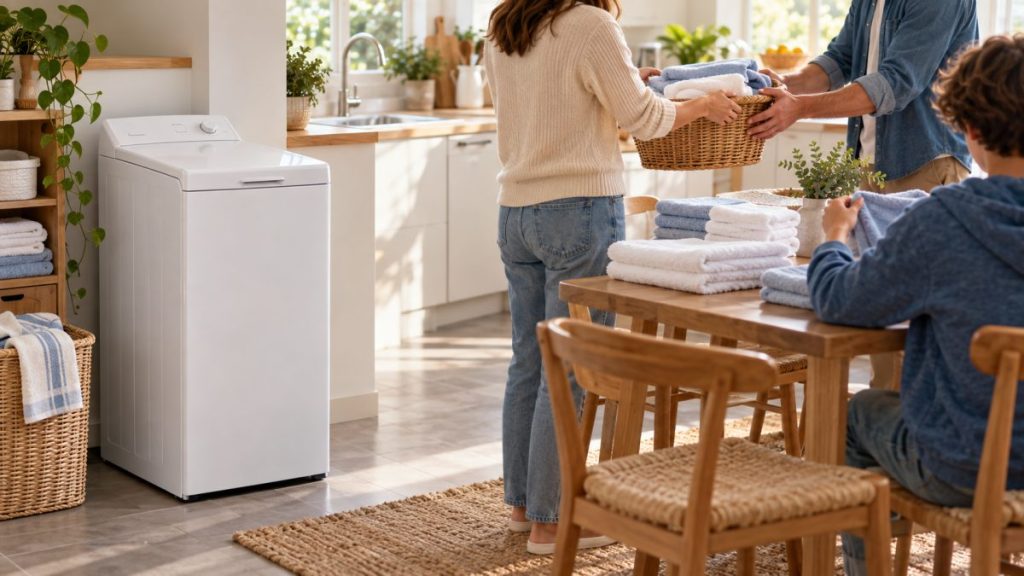 Lave-linge top : moment convivial à la maison