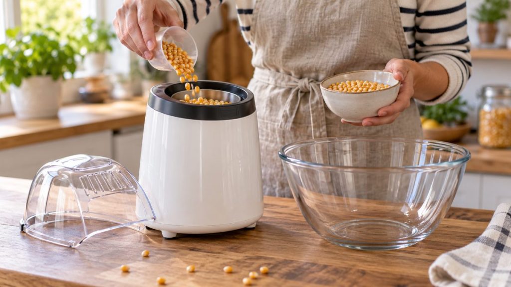 Machine à pop-corn en situation, en gros plan