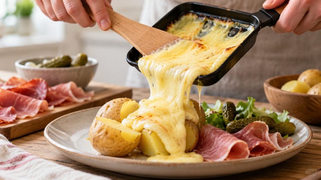 Réussir une raclette en situation, en gros plan