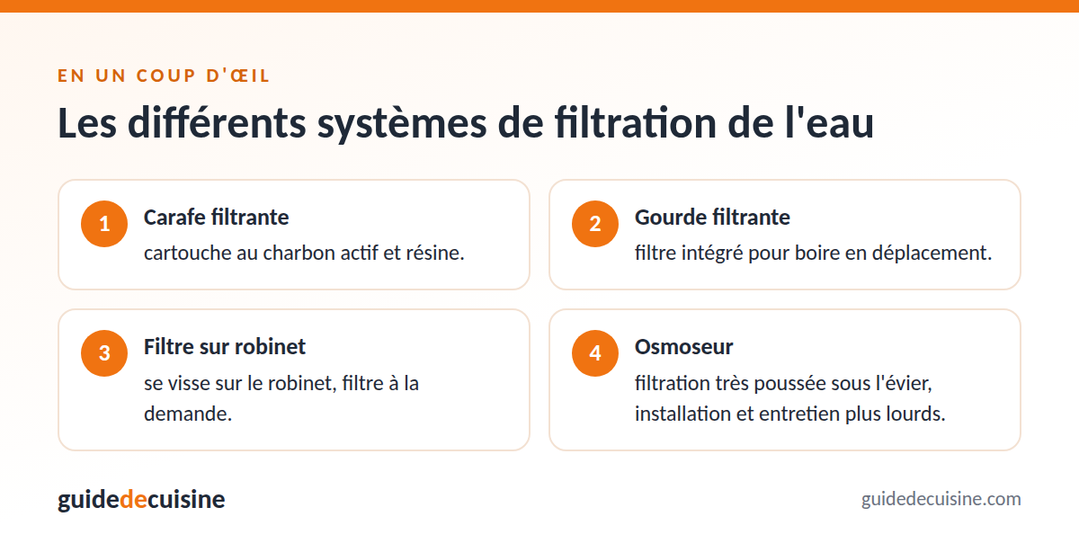 Infographie : les différents systèmes de filtration de l'eau