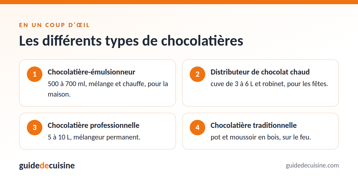 Infographie : les différents types de chocolatières