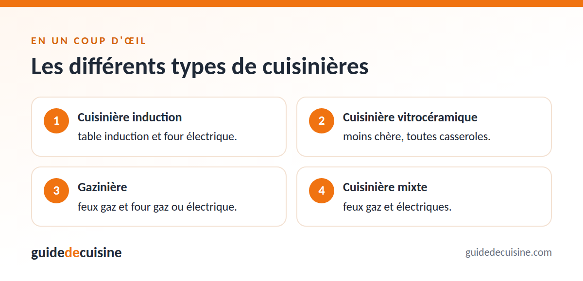 Infographie : les différents types de cuisinières