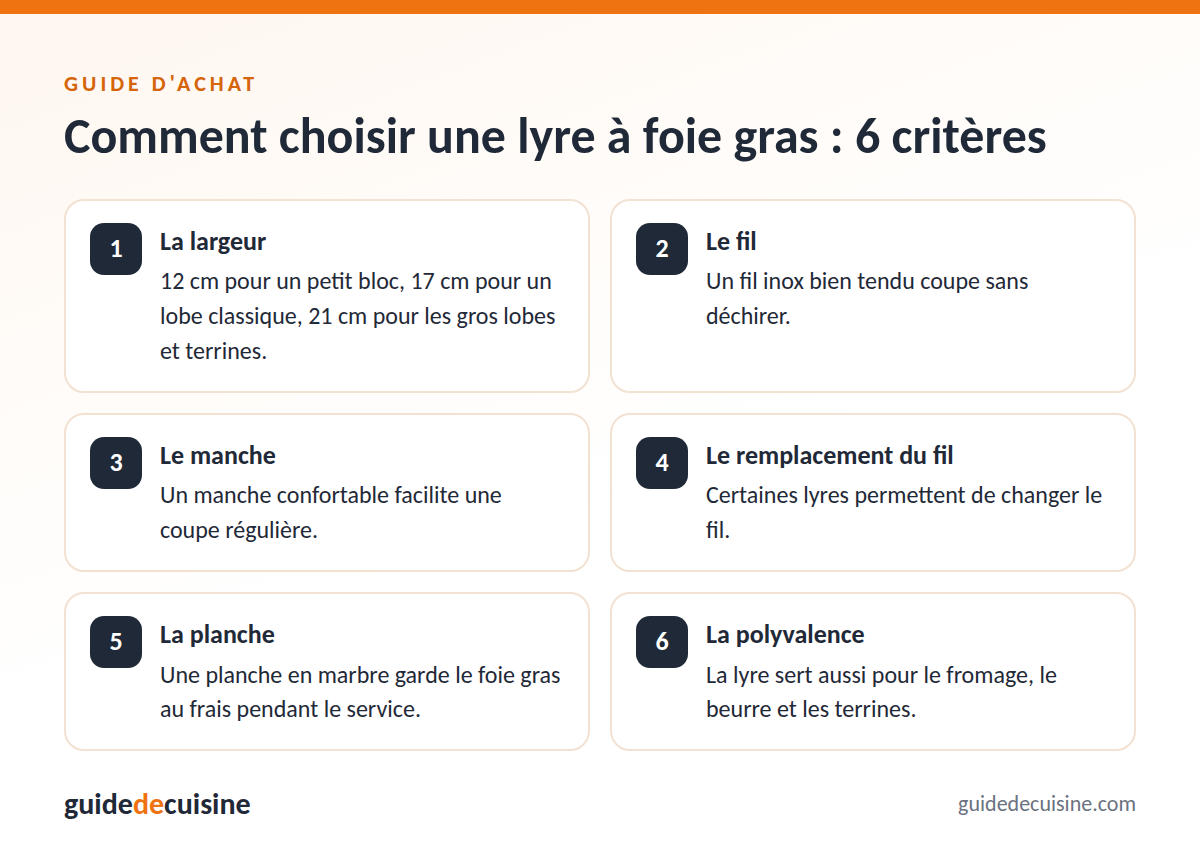 Infographie : les critères pour bien choisir une lyre à foie gras